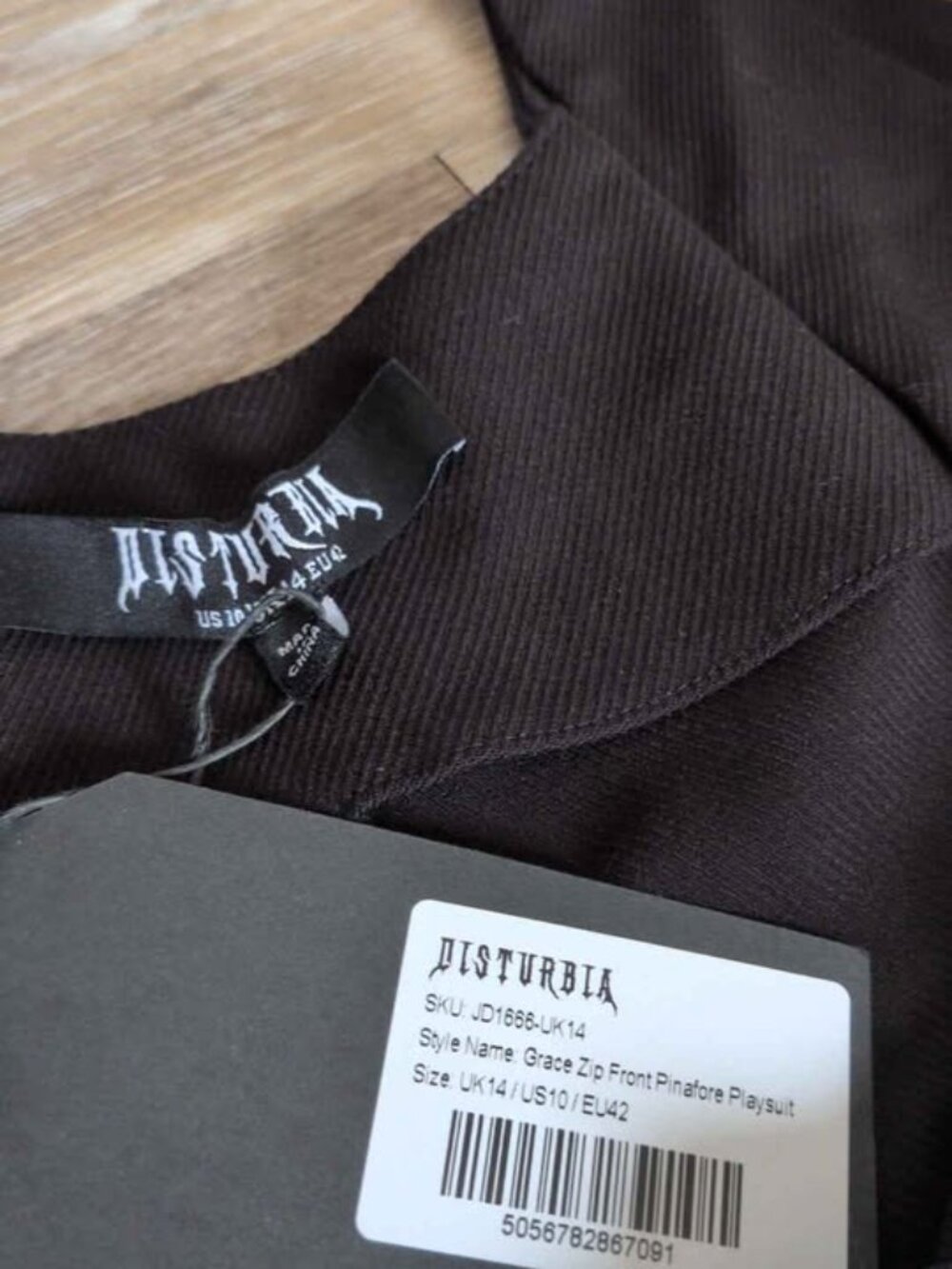 Disturbia Grace Zip Front Pinafore Playsuit US10 new - Picture 2 of 5